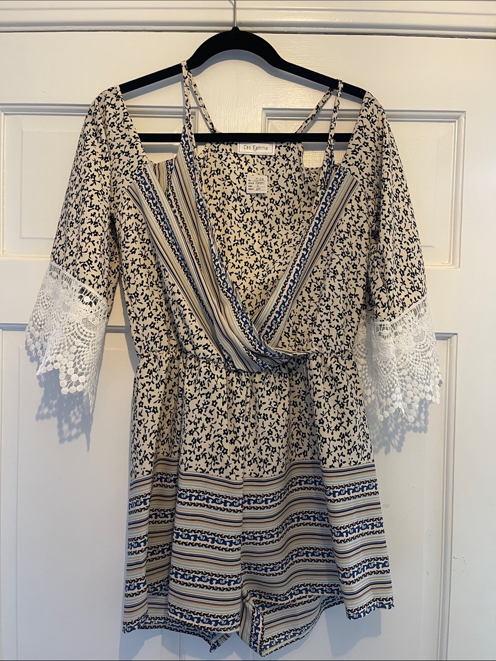 Ces Femme Black & Cream Floral Romper